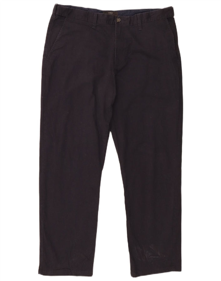 Pantaloni chino vestibilità regolare da uomo Marks & Spencer W36 L29 cotone blu navy