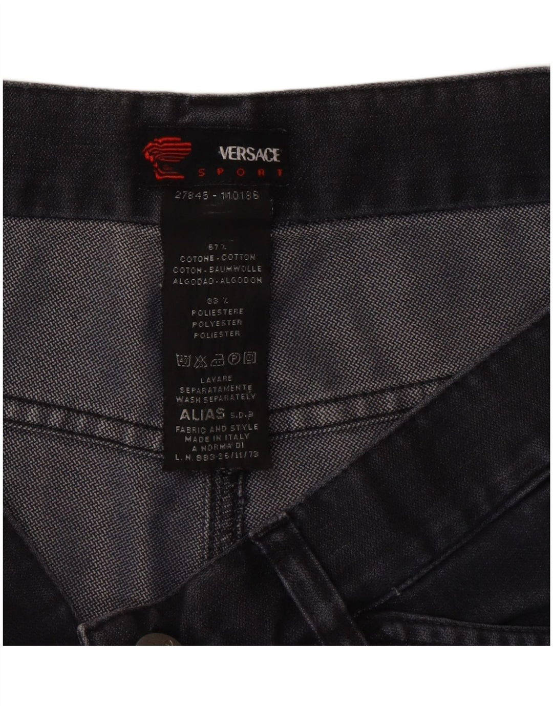 Jeans dritti da uomo Versace W34 L34 cotone grigio