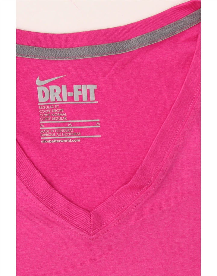NIKE Womens Dri Fit T-Shirt Top UK 12 Medium Pink Polyester Vintage Nike and Second-Hand Nike from Messina Hembry 