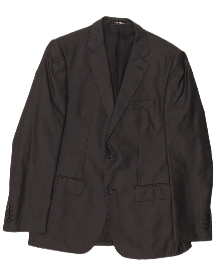 Giacca blazer da uomo a 2 bottoni Zara EU 52 grande lana nera