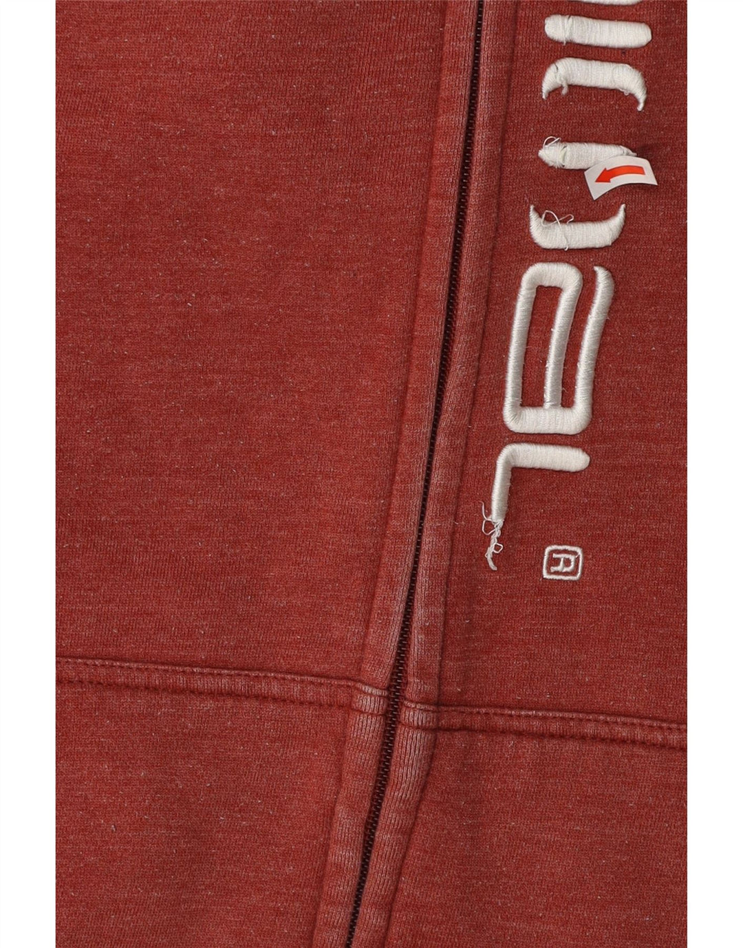 Maglione con cappuccio e zip grafica da uomo in cotone rosso medio