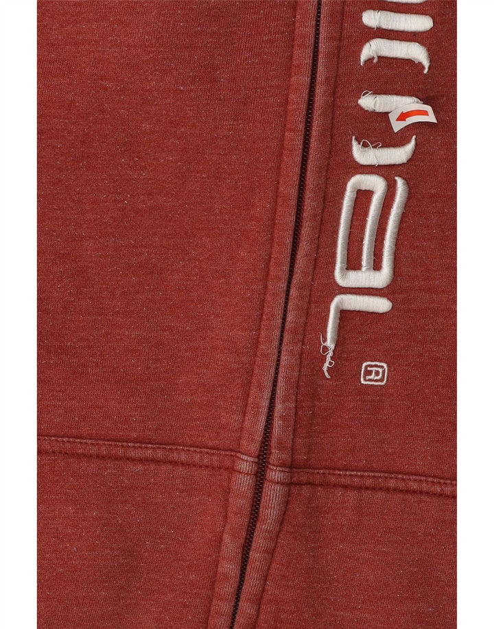 Maglione con cappuccio e zip grafica da uomo in cotone rosso medio