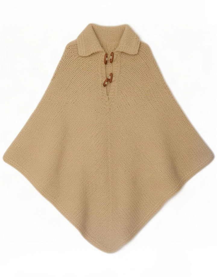Maglione poncho vintage da donna taglia unica Beige Classico