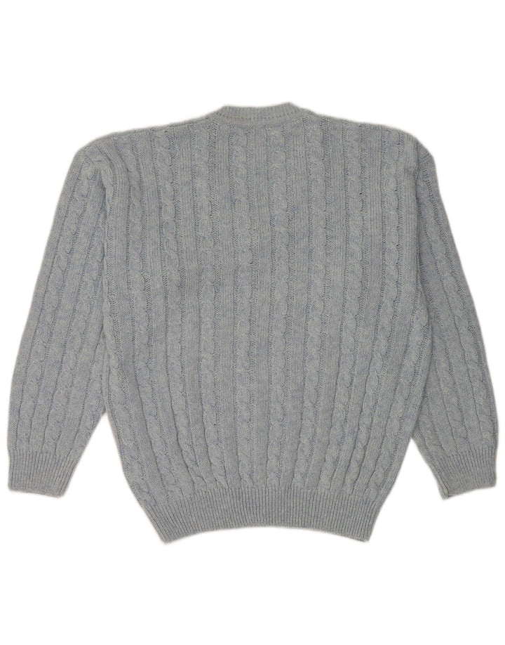 Maglione da uomo con scollo a V Nanuk in cotone blu medio