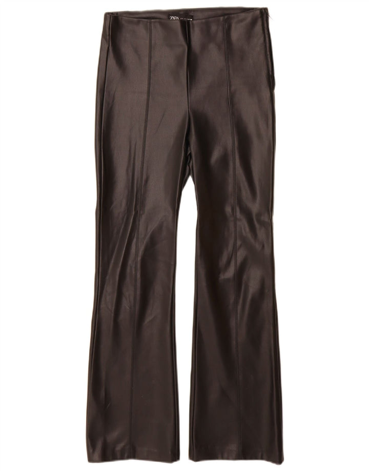 Pantaloni Zara da donna in ecopelle bootcut piccoli W26 L27 neri