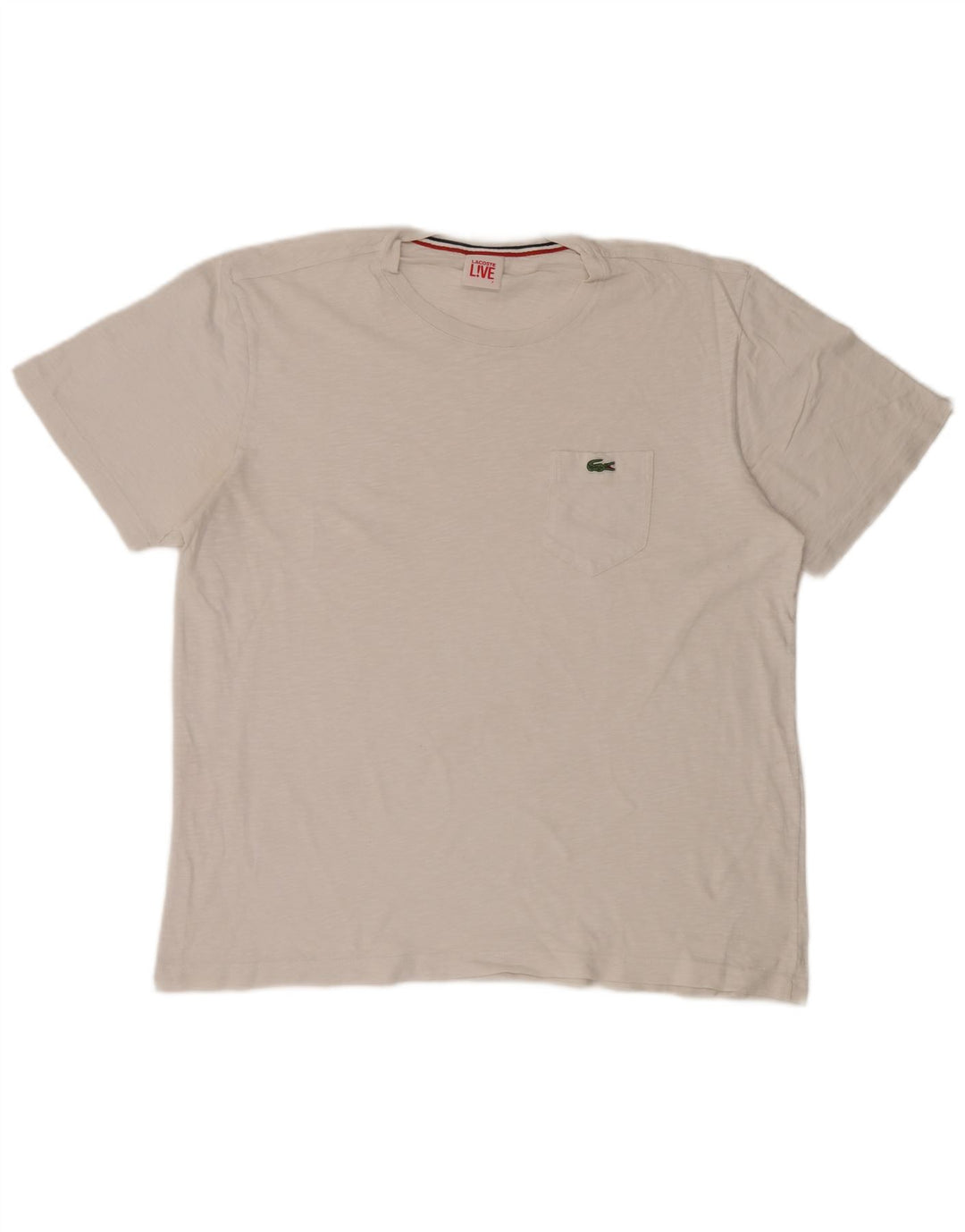 T-shirt da uomo Lacoste taglia superiore 7 2XL cotone chiazzato bianco