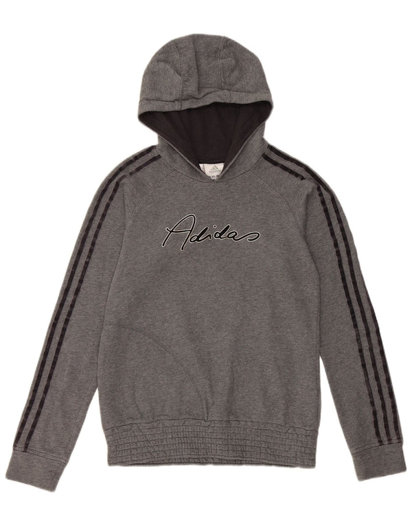 Felpa con cappuccio grafica per ragazze Adidas 15-16 anni in cotone grigio