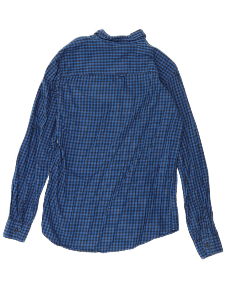 Camicia da uomo Jack & Jones piccola in cotone a quadretti blu