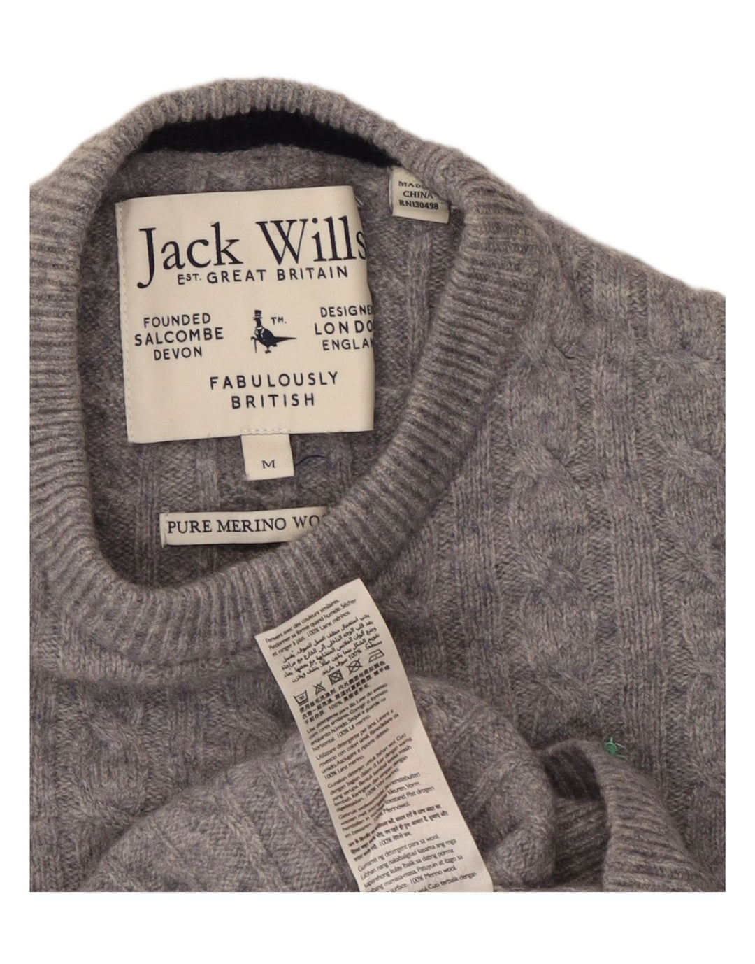 Maglione maglione girocollo da donna Jack Wills UK 14 Lana screziata grigio medio