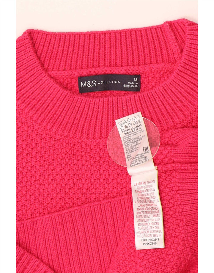 Maglione maglione a collo alto da donna Marks & Spencer UK 12 Cotone rosa medio