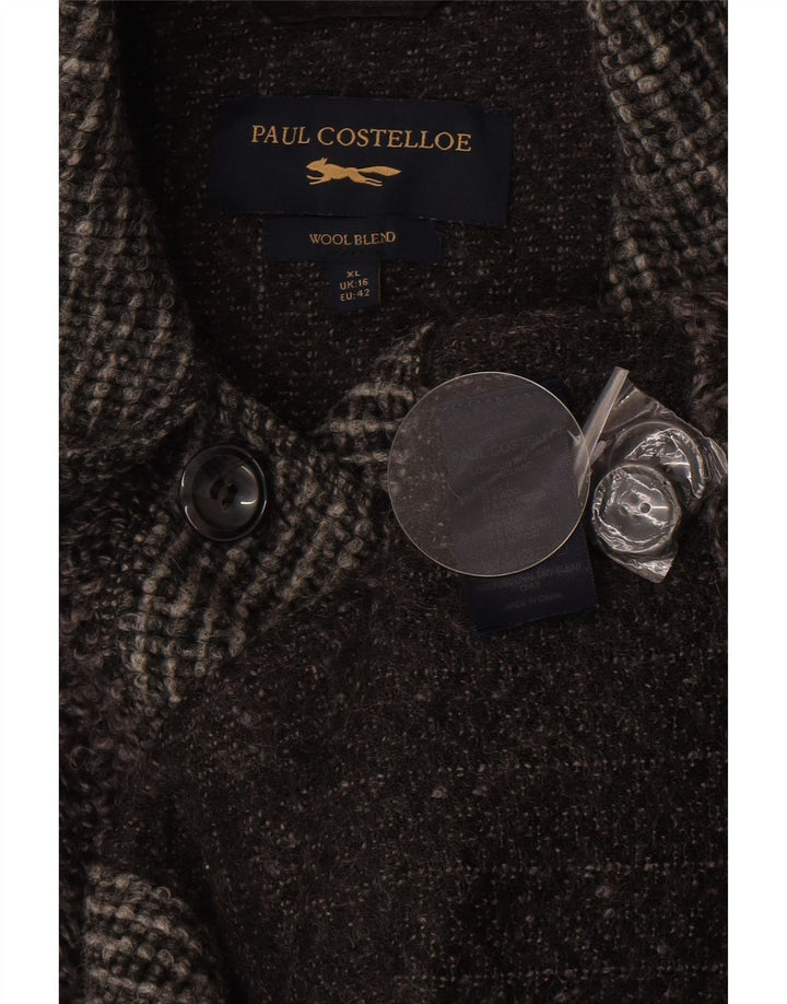 Soprabito oversize da donna Paul Costelloe UK 16 Large grigio in lana color block