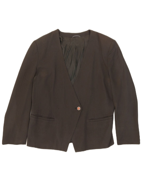 Giacca blazer vintage da donna a 1 bottone UK 14 acetato nero medio