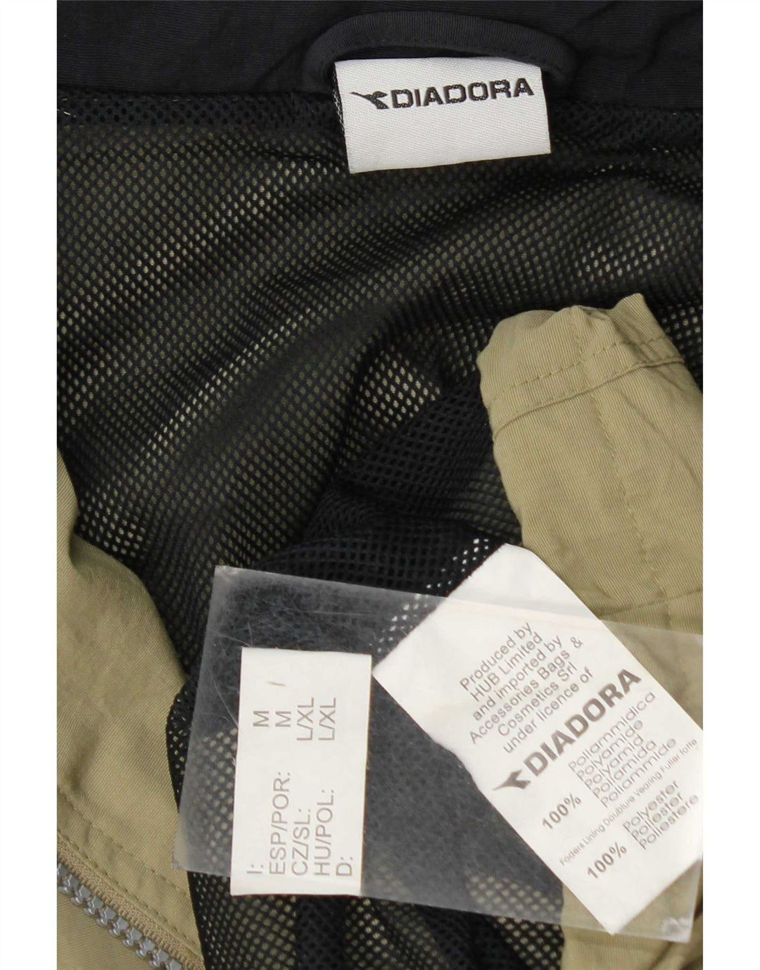 Giacca antipioggia da uomo con cappuccio Diadora UK 38 Medium Khaki Poliammide