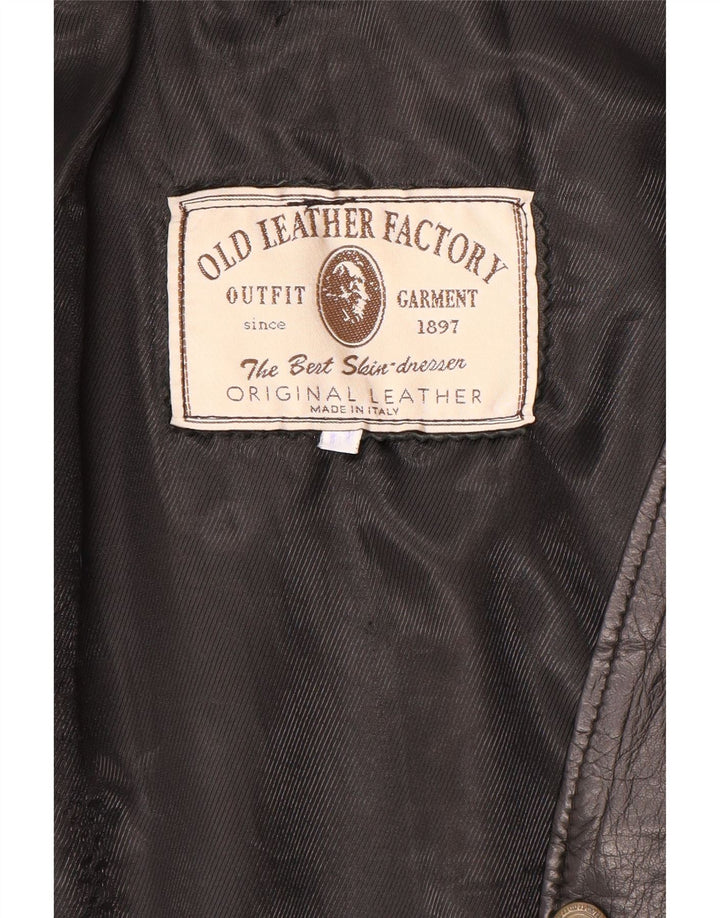 Gilet in pelle da uomo vintage grande in pelle nera