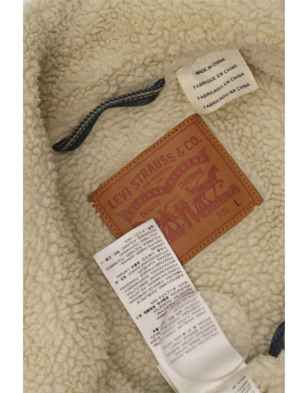 Giacca Levi's da uomo in denim sherpa UK 40 grande cotone blu