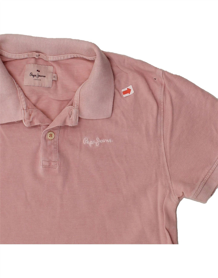 PEPE JEANS Mens Slim Polo Shirt XS Pink Vintage PEPE Jeans and Second-Hand PEPE Jeans from Messina Hembry 