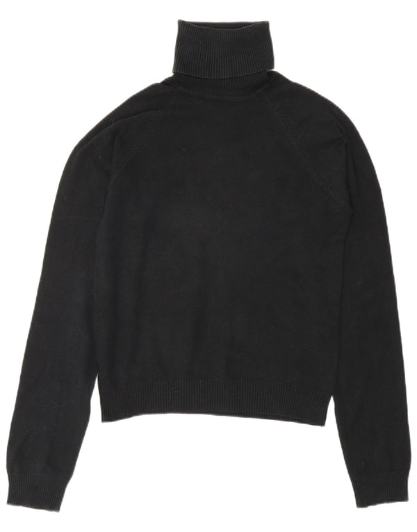 Maglione corto da donna Zara con collo alto, UK 12, cotone nero medio