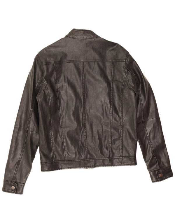 Giacca in pelle vintage da uomo UK 38 in pelle nera media