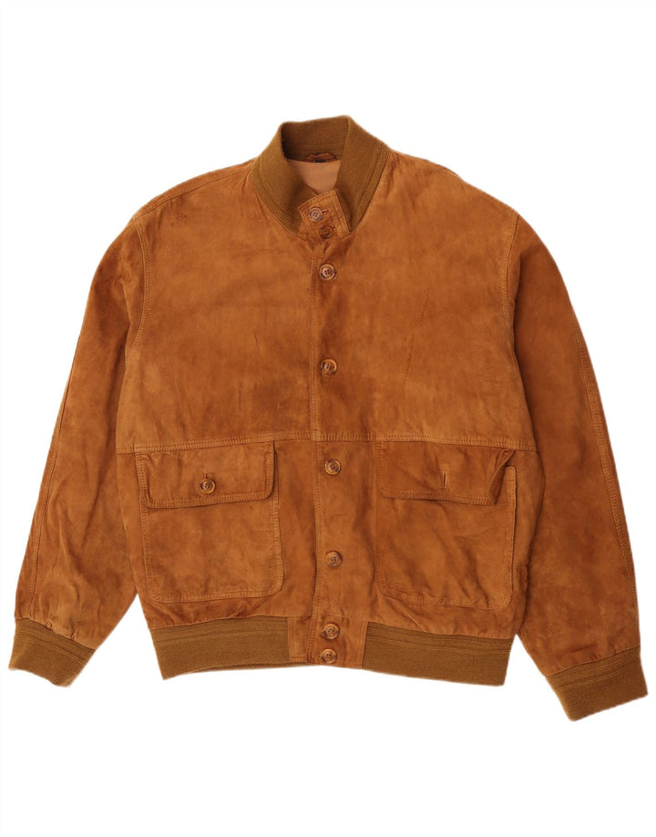 Giubbotto bomber vintage in pelle scamosciata da uomo IT 54 2XL Beige