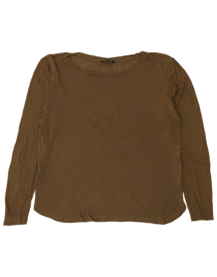 Massimo Dutti Top da donna a maniche lunghe UK 16 Large Khaki