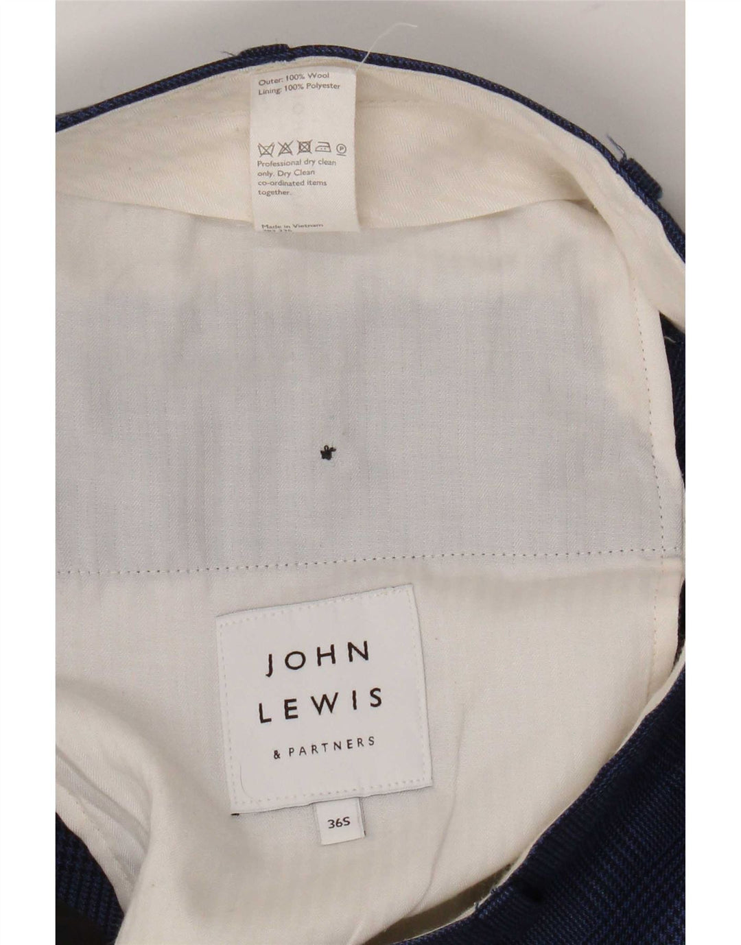 Pantaloni da abito dritti da uomo John Lewis W36 L28 in lana a quadri blu