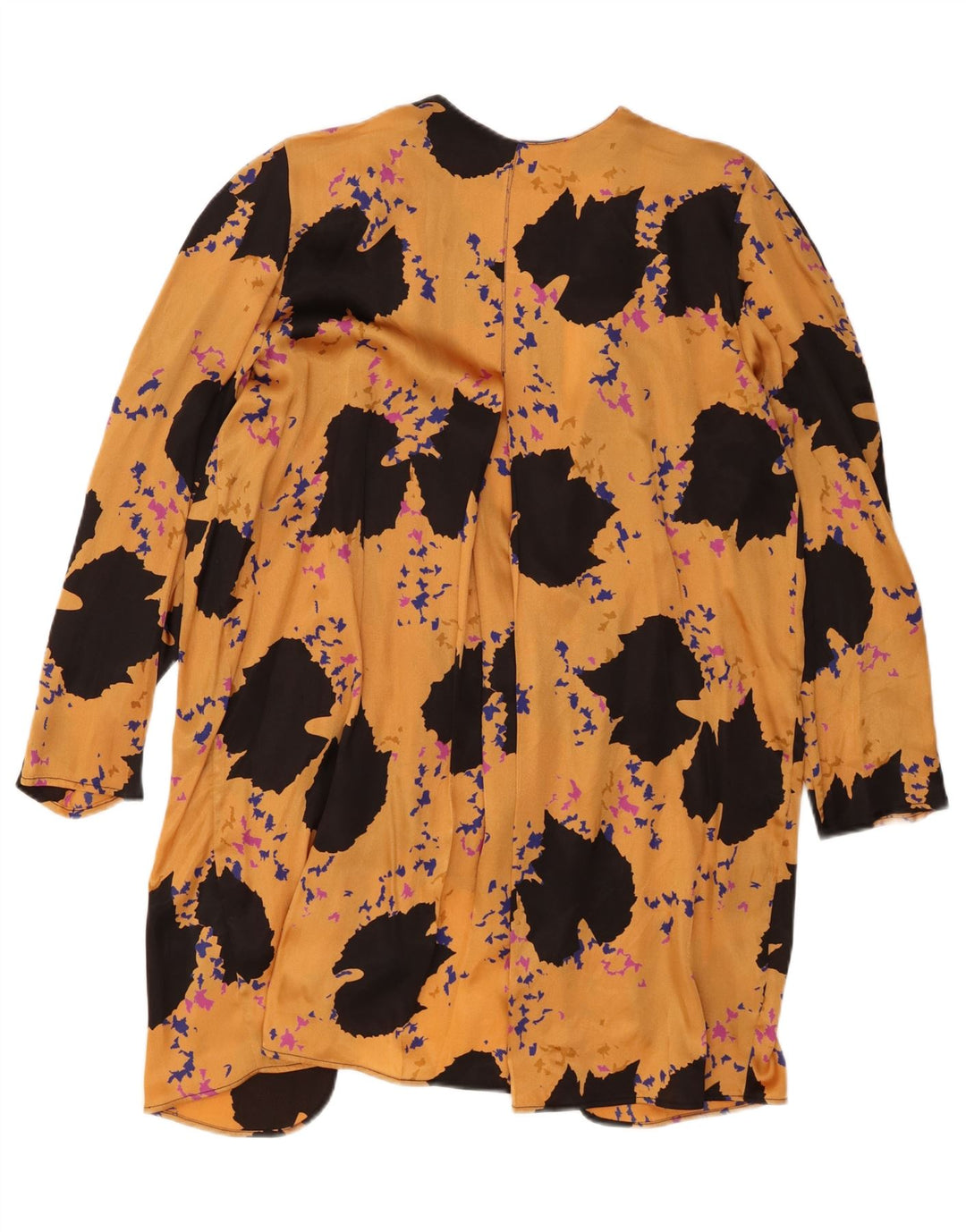 Top cardigan vintage da donna con motivo astratto IT 48 XL poliestere giallo