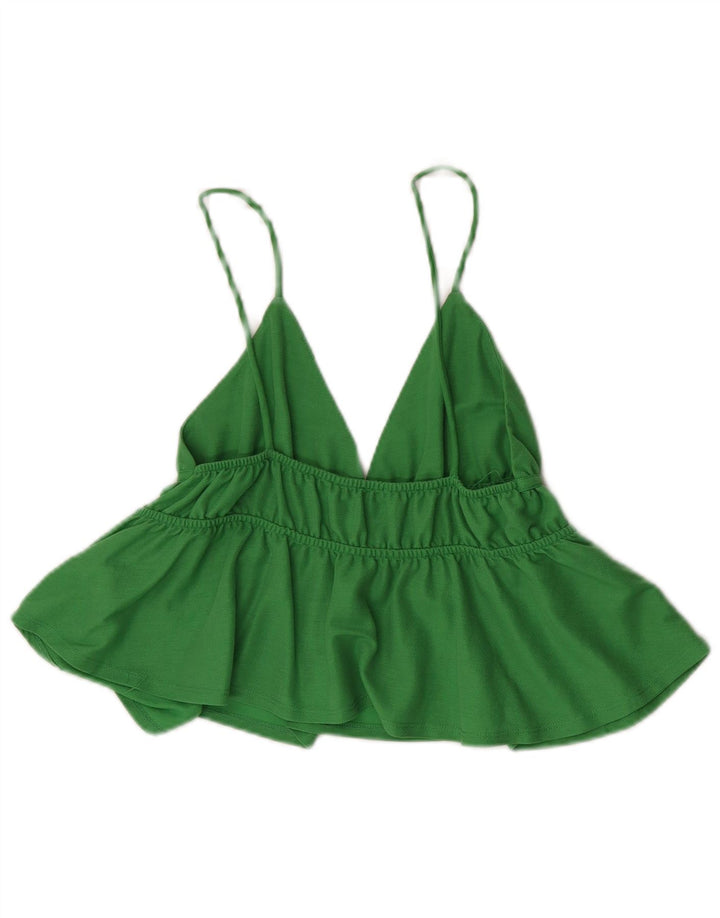 Canotta corta da donna Zara UK 8 piccola in viscosa verde