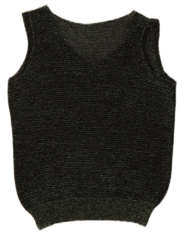 Canottiera vintage da donna UK 4 XS a righe verdi