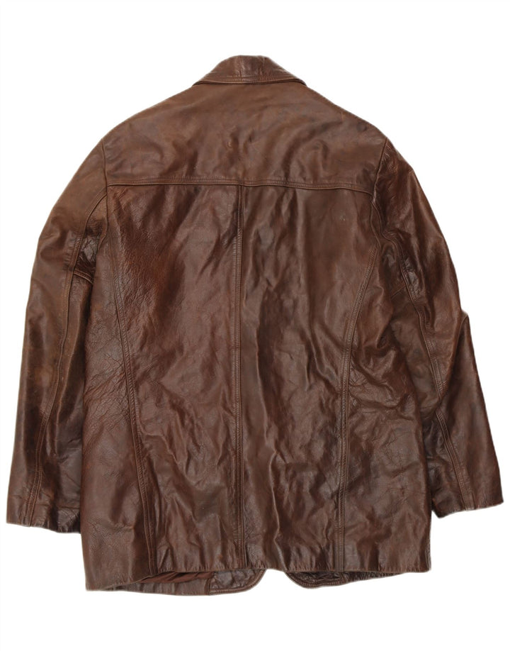 Giacca in pelle da uomo VINTAGE UK 42 XL in pelle marrone