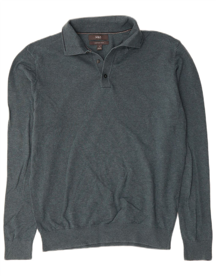 Maglione da uomo Marks & Spencer con collo alto in cotone verde medio