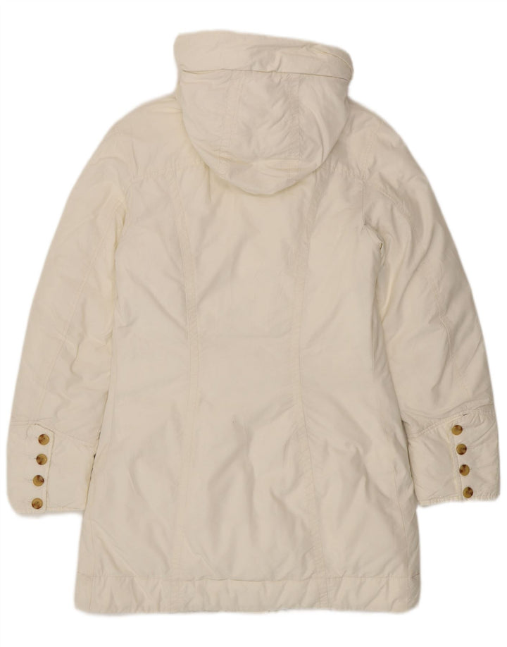 Cappotto imbottito con cappuccio da donna Playlife UK 14 cotone bianco medio