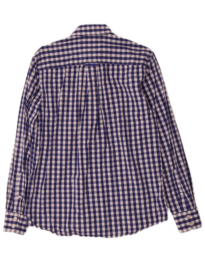 Crew Clothing Camicia da uomo piccola in cotone a quadretti blu