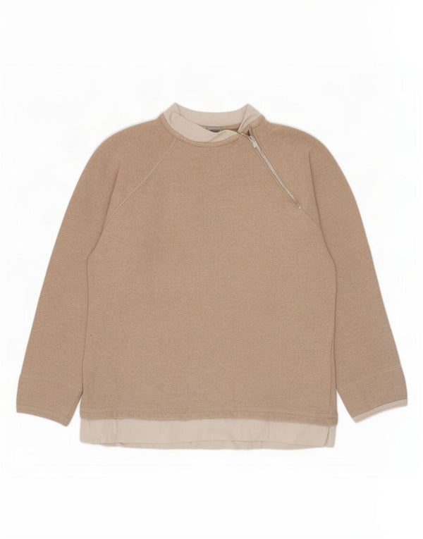 Felpa Burberry per ragazze con zip e collo, 5-6 anni, color block beige