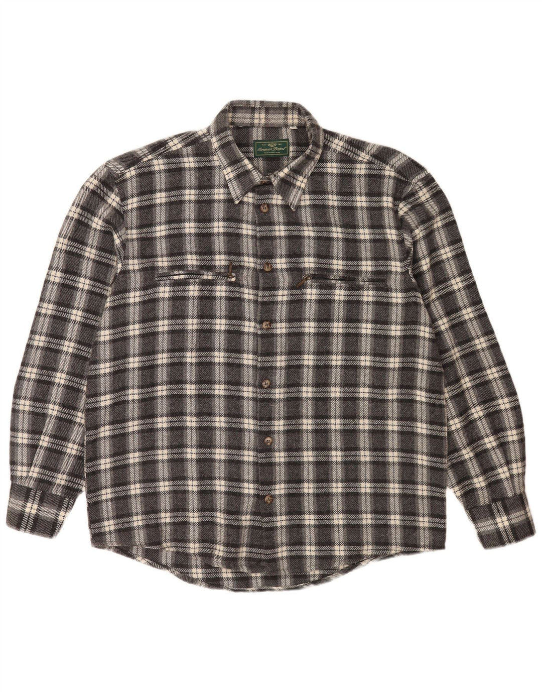 Camicia da uomo in flanella del progetto europeo Grande acrilico a quadri grigi
