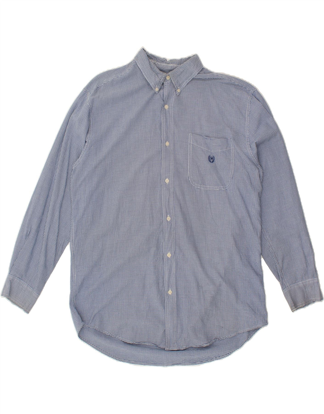 CHAPS Mens Shirt Large Navy Blue Gingham Cotton Vintage Chaps and Second-Hand Chaps from Messina Hembry 
