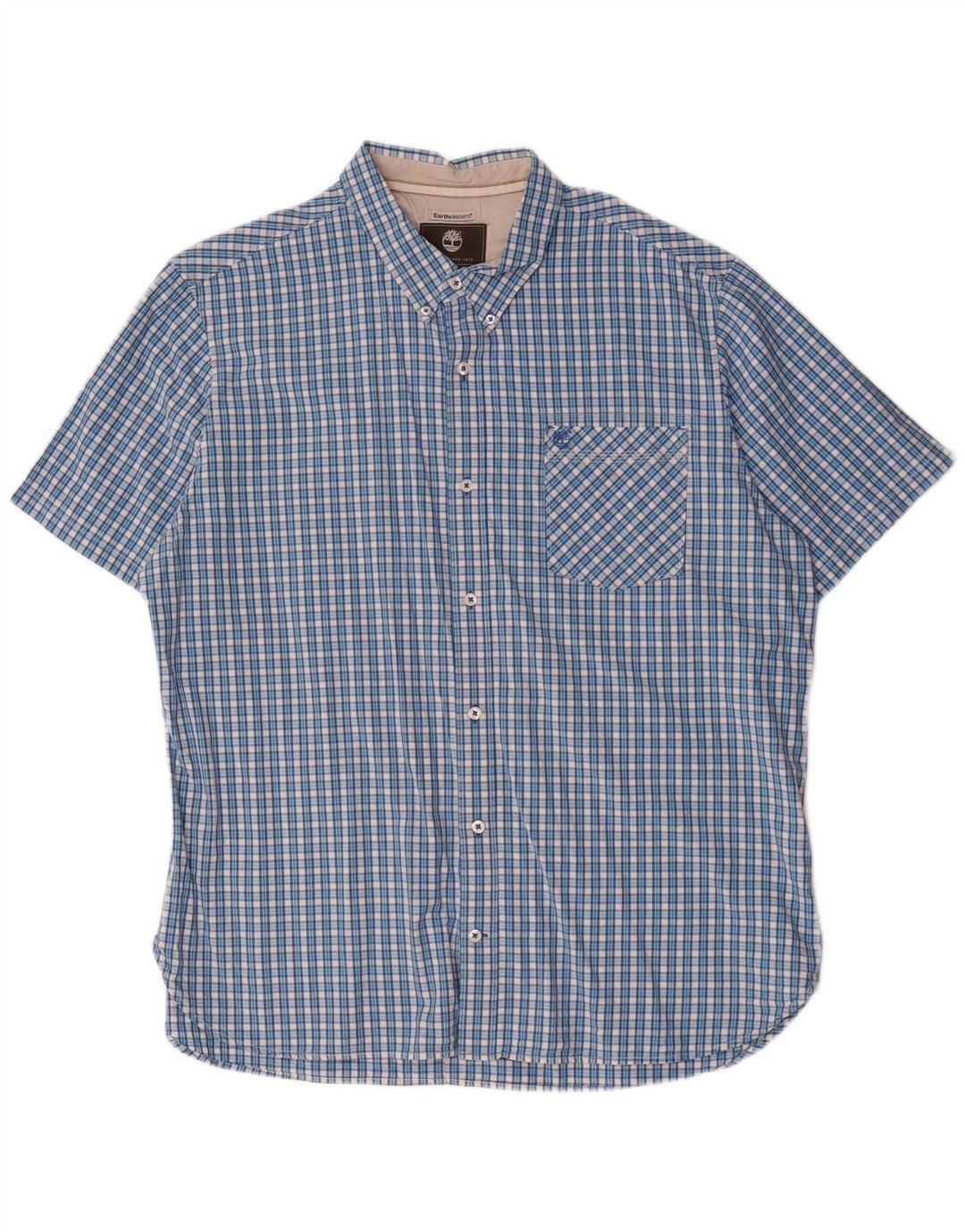 Camicia da uomo Timberland Earthkeepers a maniche corte vestibilità regolare 2XL a quadri blu