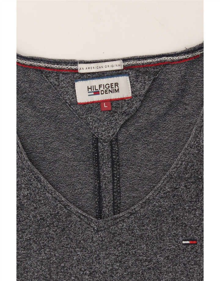 TOMMY HILFIGER Mens Large Grey Flecked Polyester Vintage Tommy Hilfiger and Second-Hand Tommy Hilfiger from Messina Hembry 