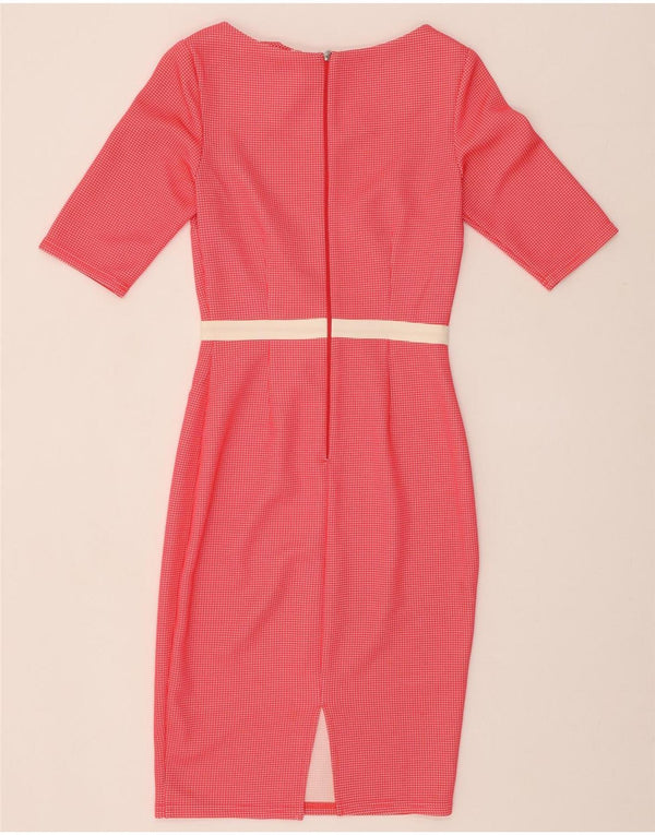 PAPER DOLLS Womens 1/2 Sleeve Bodycon Dress UK 8 Small Red Check Polyester