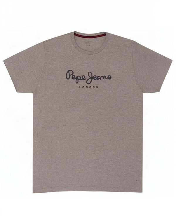PEPE Jeans T-shirt grafica regolare da uomo Top in cotone chiazzato grigio medio