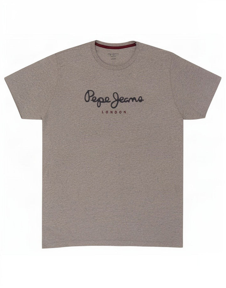 PEPE Jeans T-shirt grafica regolare da uomo Top in cotone chiazzato grigio medio