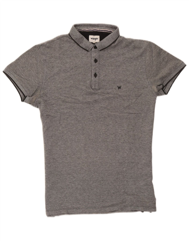 Polo da uomo Wrangler in cotone a righe grigio medio