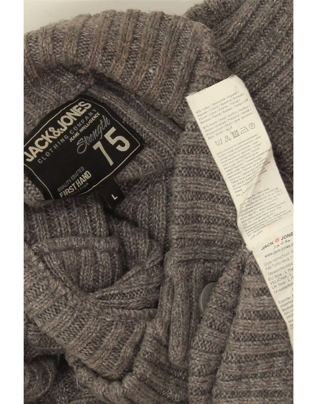 Maglione da uomo Jack & Jones con bottoni e collo grande in cotone grigio