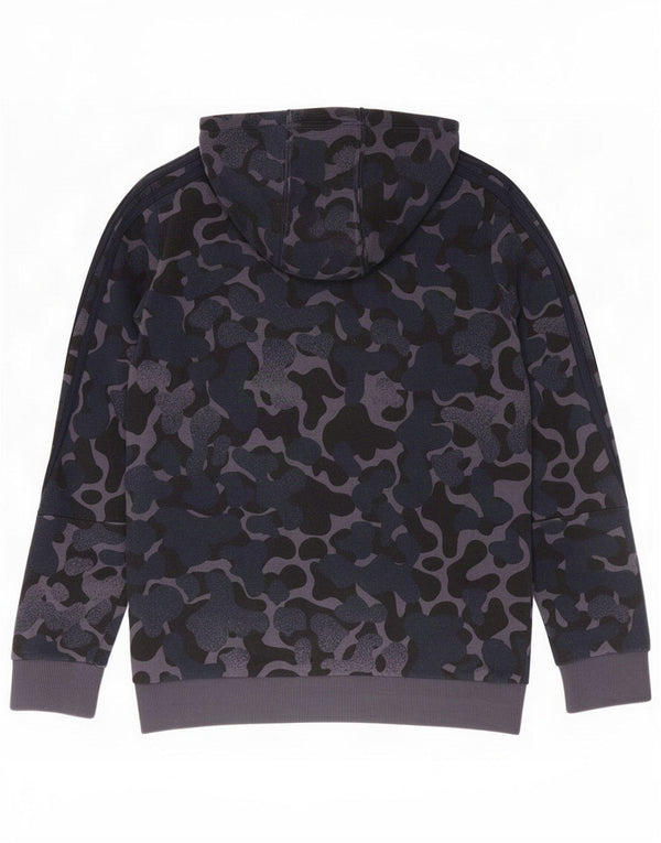 Adidas Boys Hoodie Jumper 13-14 Years Navy Blue Camouflage Cotton