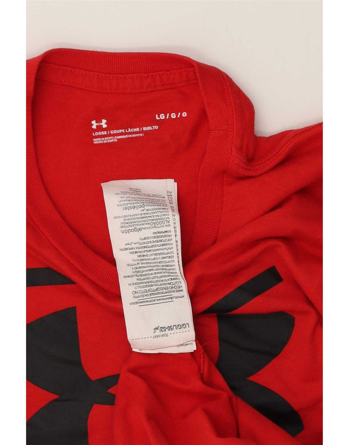 T-shirt grafica da uomo Under Armour Top grande in cotone rosso