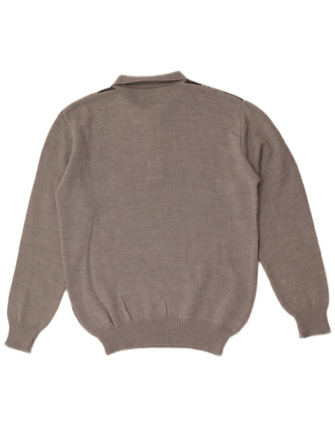Maglione vintage da uomo con collo alto IT 52 Lana grande grigio a rombi/diamante