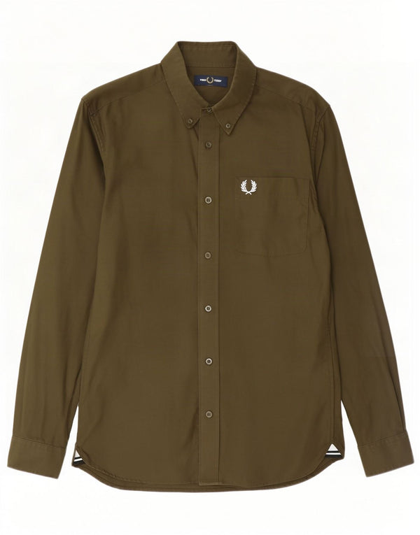 Fred Perry Mens Shirt Small Khaki Cotton