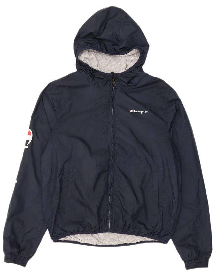 Giacca antipioggia con cappuccio Champion da ragazzo 15-16 anni 2XL poliestere blu navy