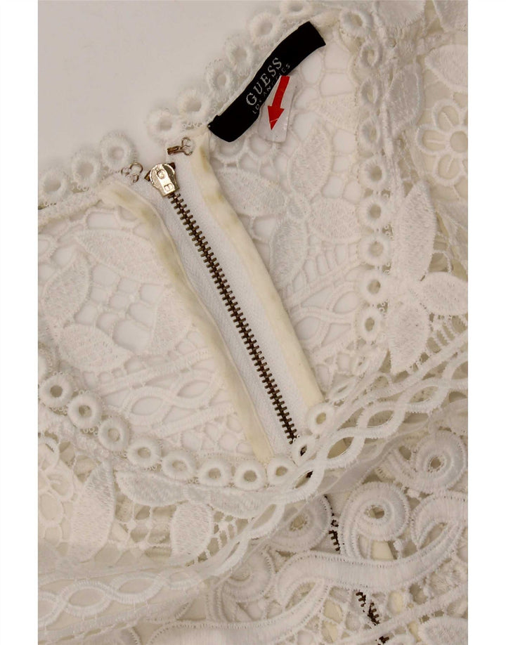 Guess Abito a strati in pizzo senza maniche da donna UK 12 Poliestere bianco medio