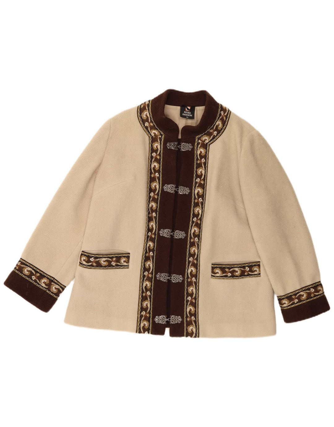 Giacca blazer da donna Fjord EU 44 XL Beige Fair Isle lana retrò