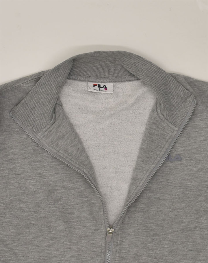 FILA Womens Tracksuit Top Jacket UK 14 Large Grey Cotton | Vintage Fila | Thrift | Second-Hand Fila | Used Clothing | Messina Hembry 